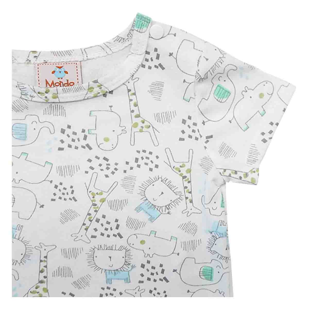 Conjunto 2 Pzas Playera Manga Corta Jumpsuit Corto Mondo Bambino