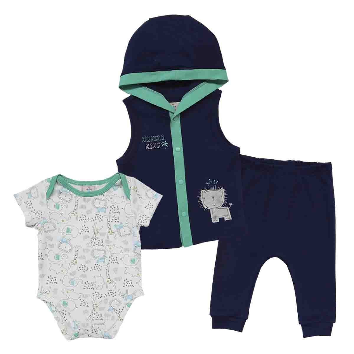 Conjunto 3 Pzas Body Chaleco Pantalon Mondo Bambino