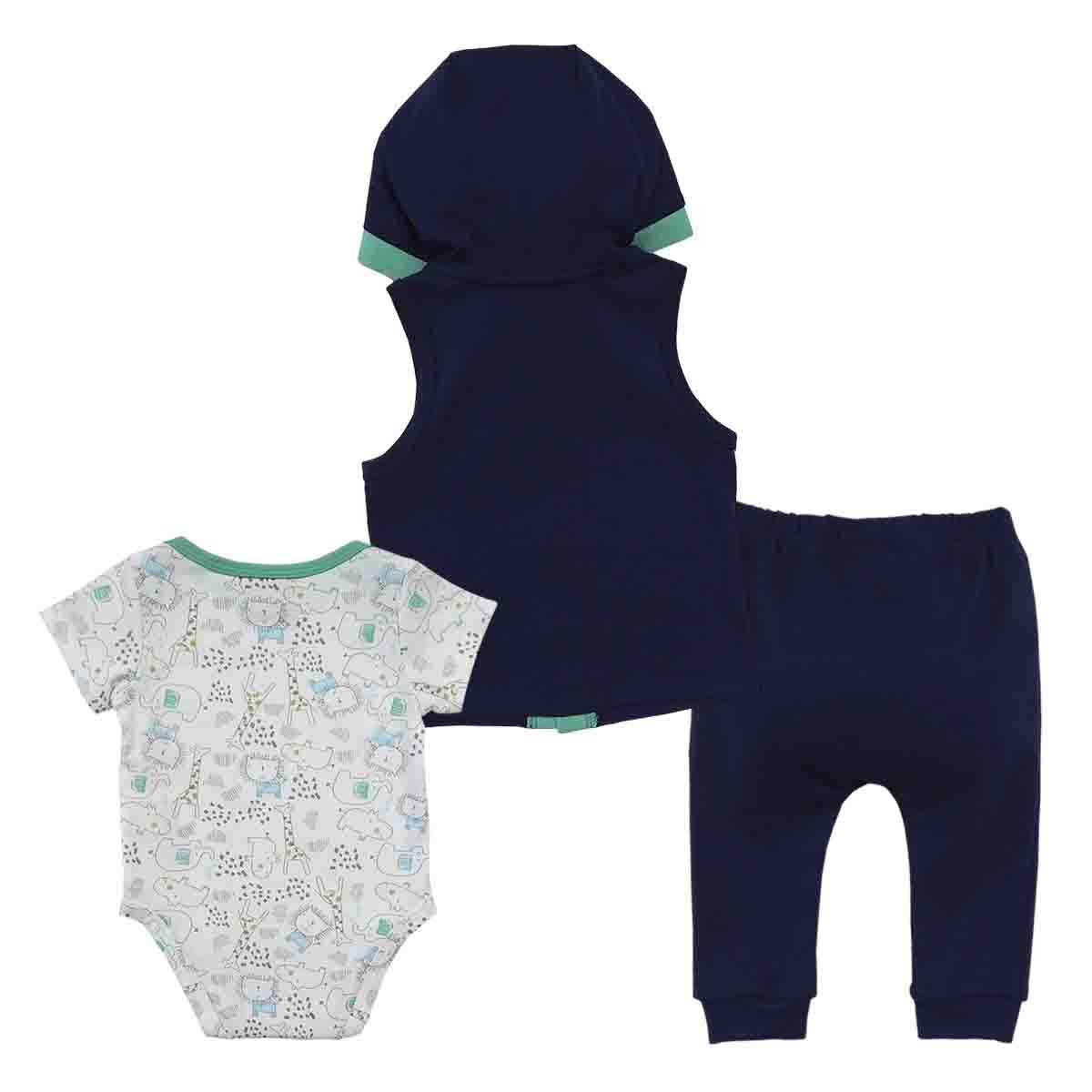 Conjunto 3 Pzas Body Chaleco Pantalon Mondo Bambino