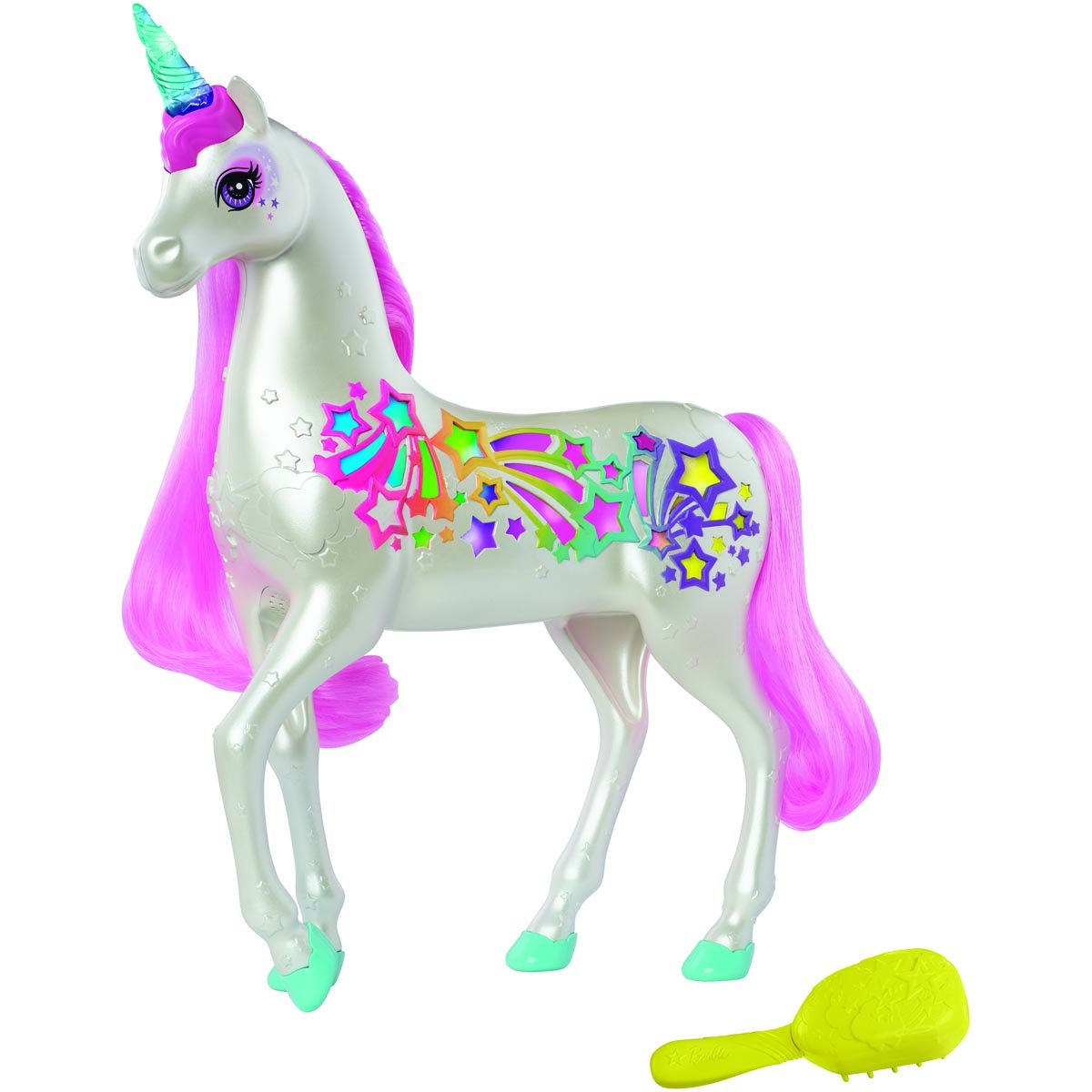unicornio de luces magicas barbie