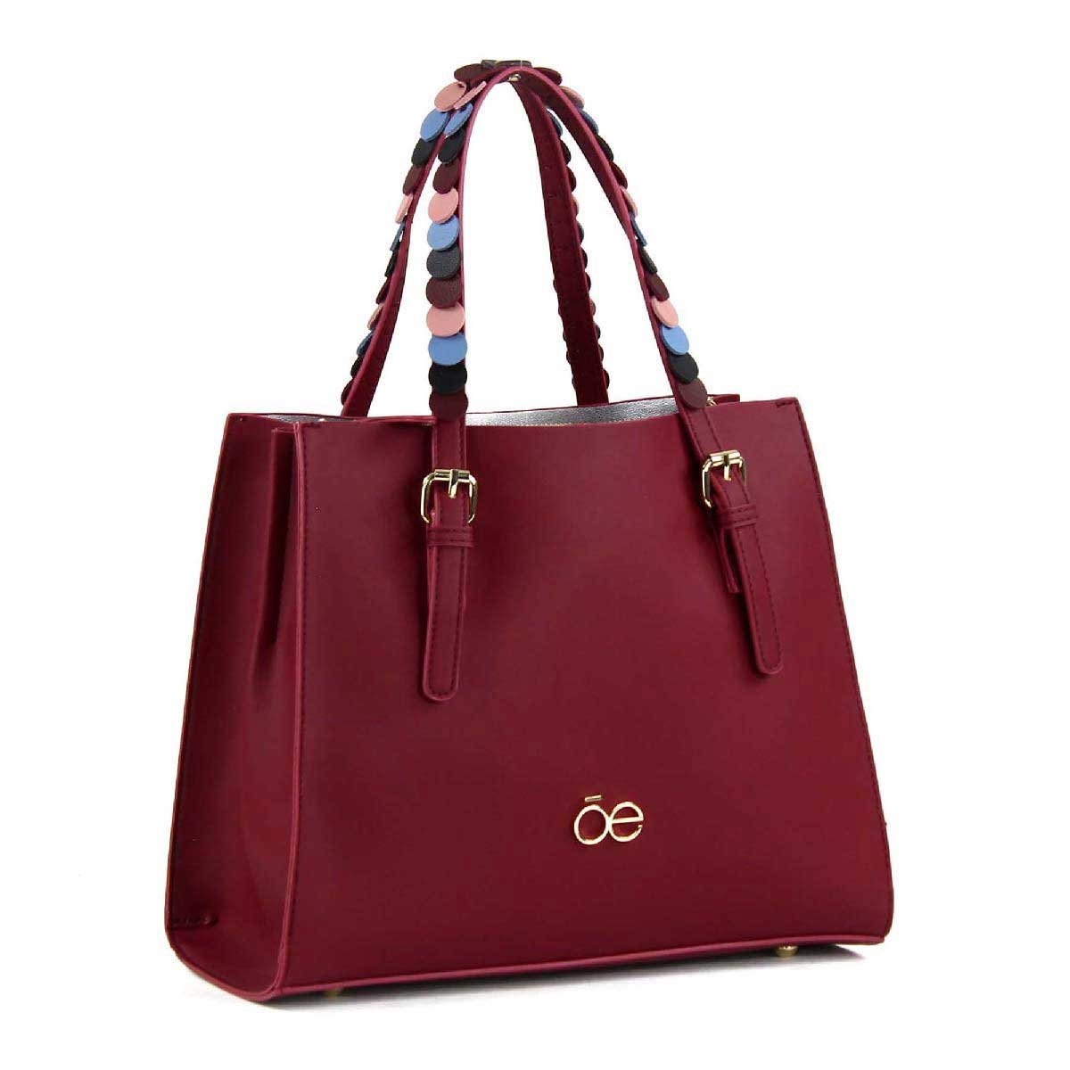 Bolsa Satchel con Parches Decorativos Cloe