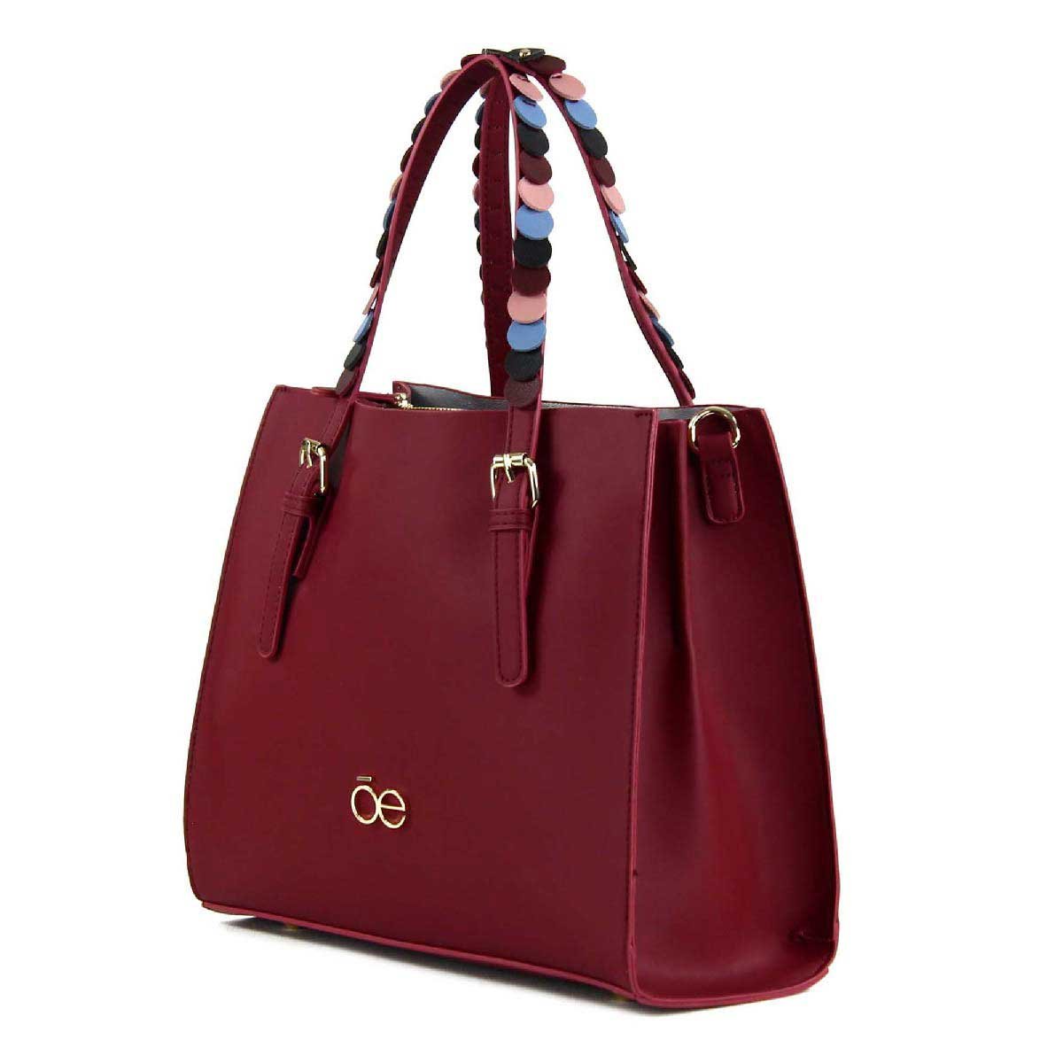 Bolsa Satchel con Parches Decorativos Cloe