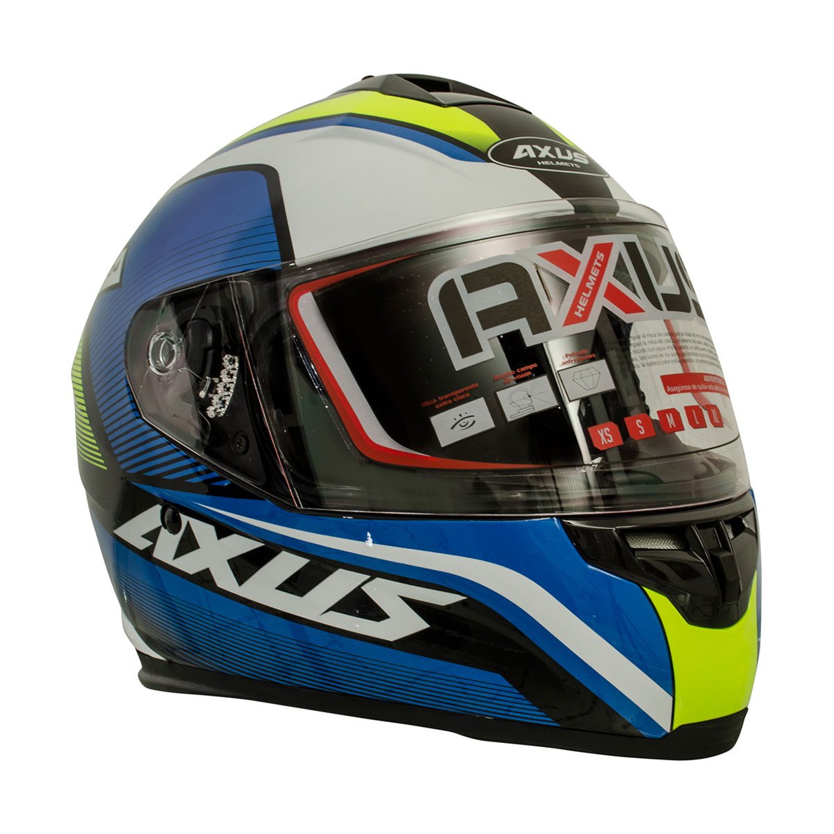 Casco Cerrado Doble Visor Racing Azul Axus Grande