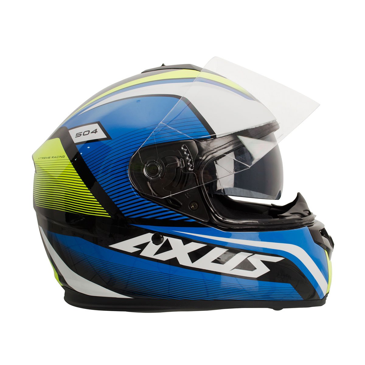 Casco Cerrado Doble Visor Racing Azul Axus - Extra Grande