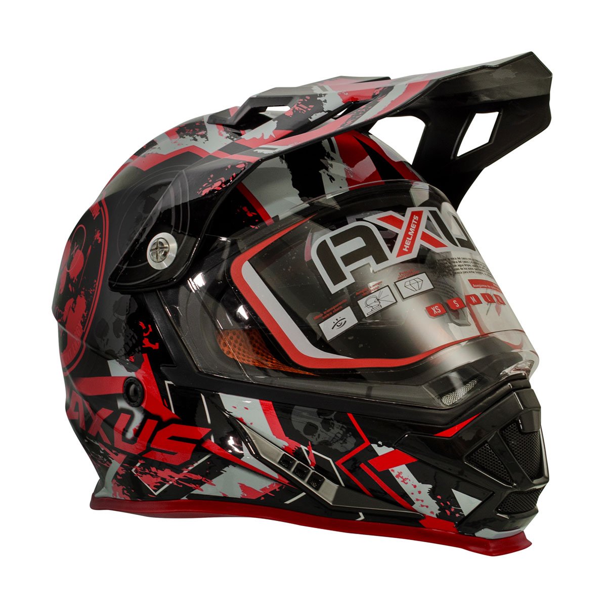 Casco Motocross Skull Rojo Axus - Extra Grande