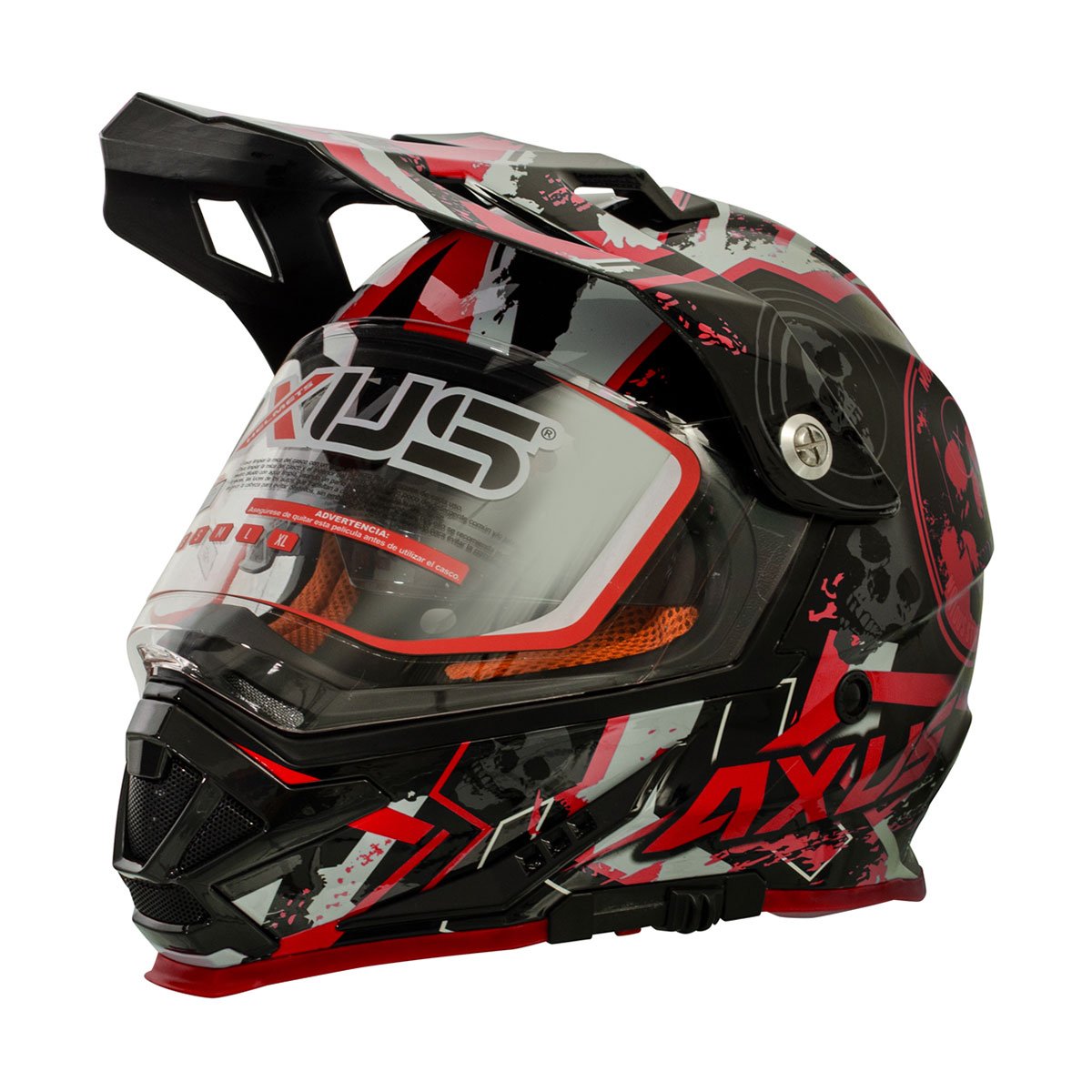 Casco Motocross Skull Rojo Axus - Extra Grande