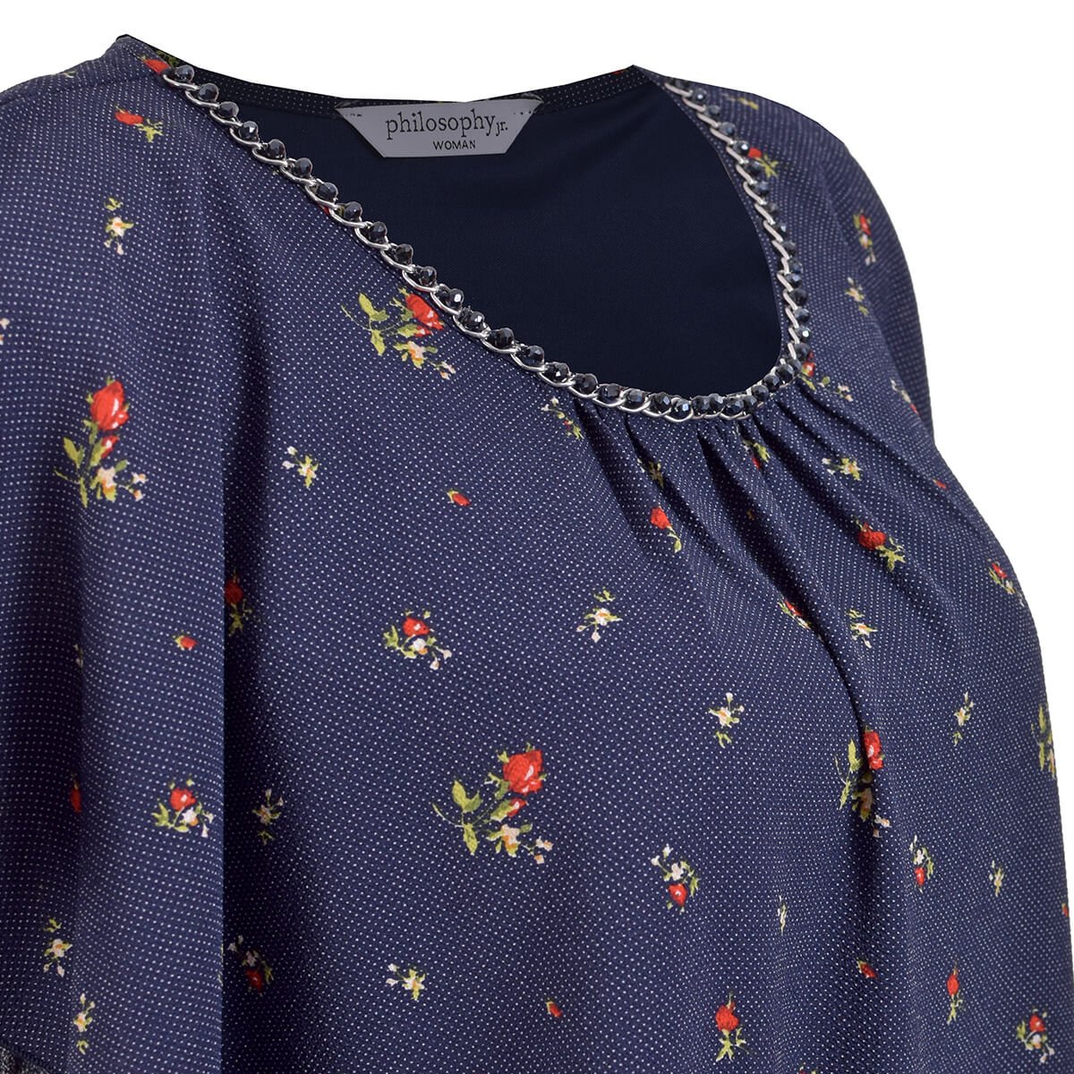 Blusa para Dama Escote con Collar Y Estampado de Flores Philosophy Jr. Woman