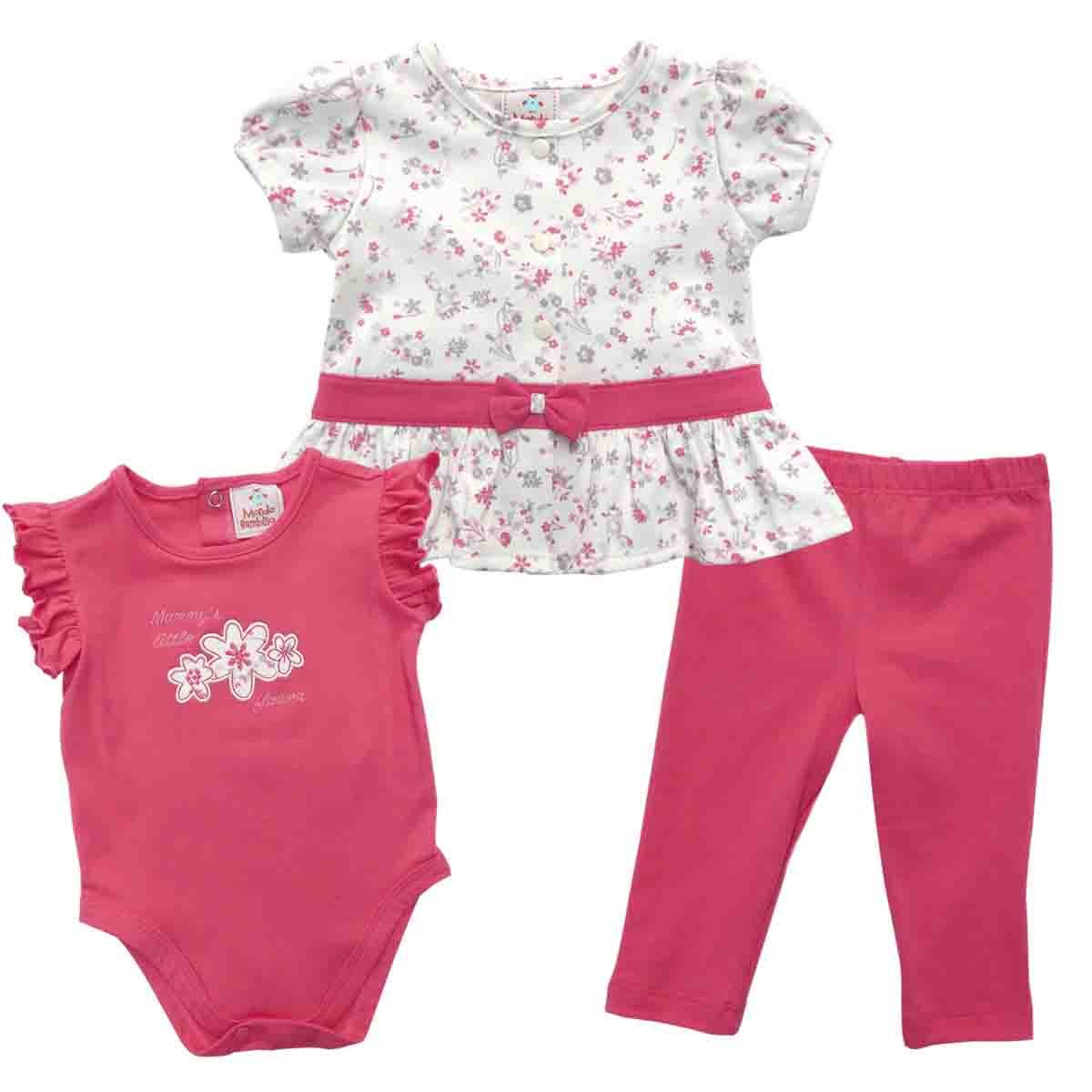 Conjunto 3 Pizas Body Batita Legging Mondo Bambino