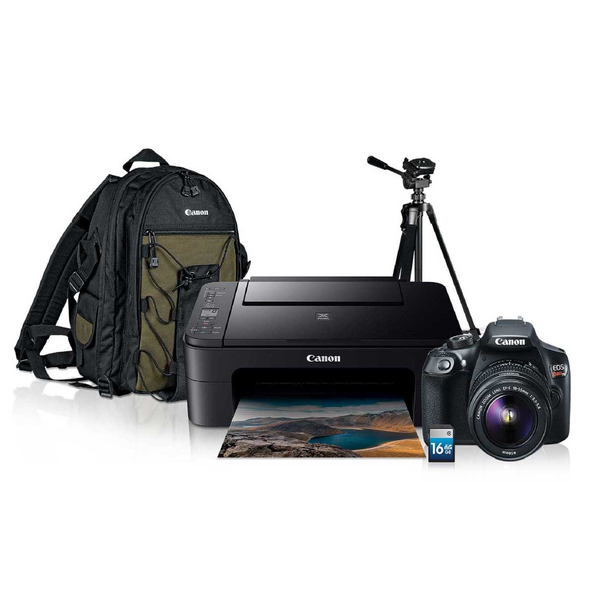 Kit Cámara Canon T6 Ef-S 18-55Mm+ Mochila+ Impresora+ Sd 16 Gb