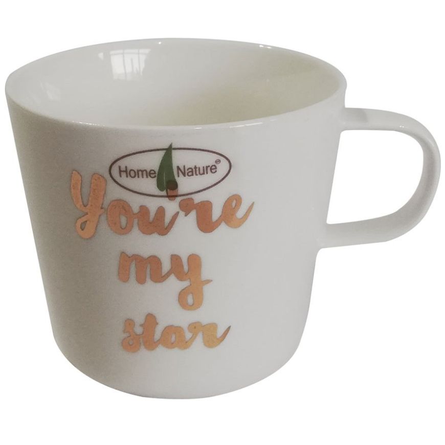 Home Nature Taza de Porcelana con Letras Doradas