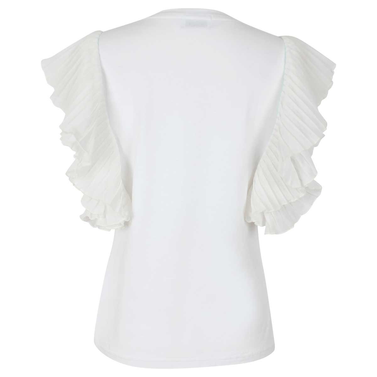 Blusa Manga Corta Plisada Escote Redondo Aplicación Estrella City Femme