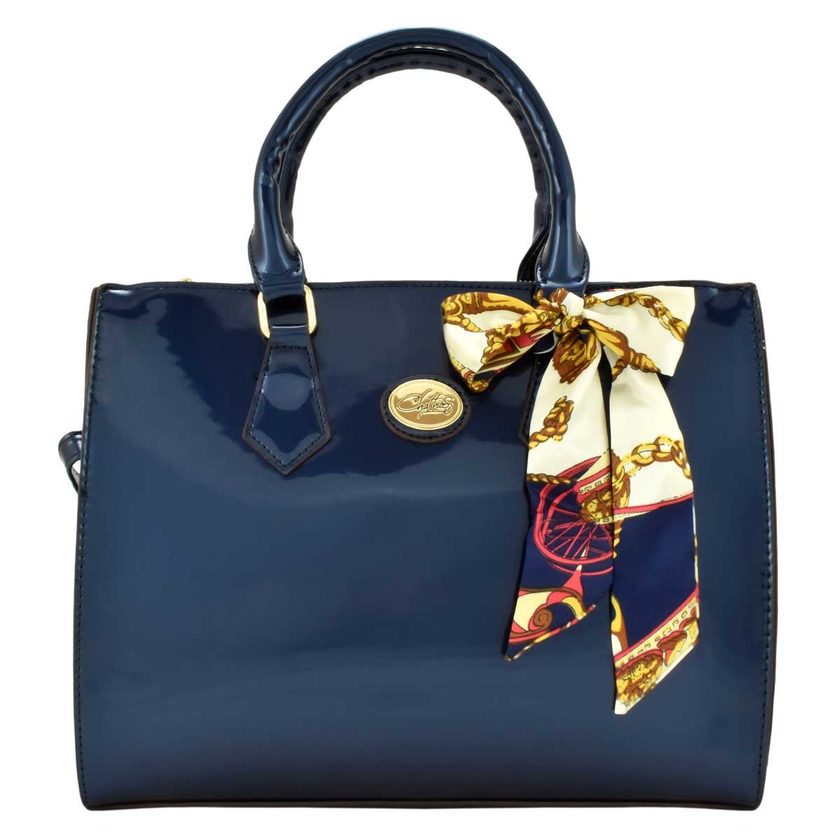 bolso charol azul marino