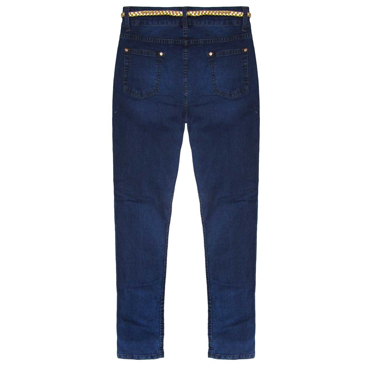 Jeans Skinny con Cintur&oacute;n Trenza Natural