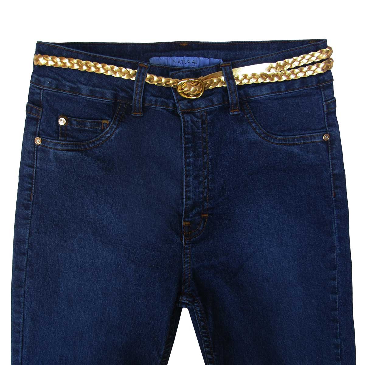 Jeans Skinny con Cintur&oacute;n Trenza Natural