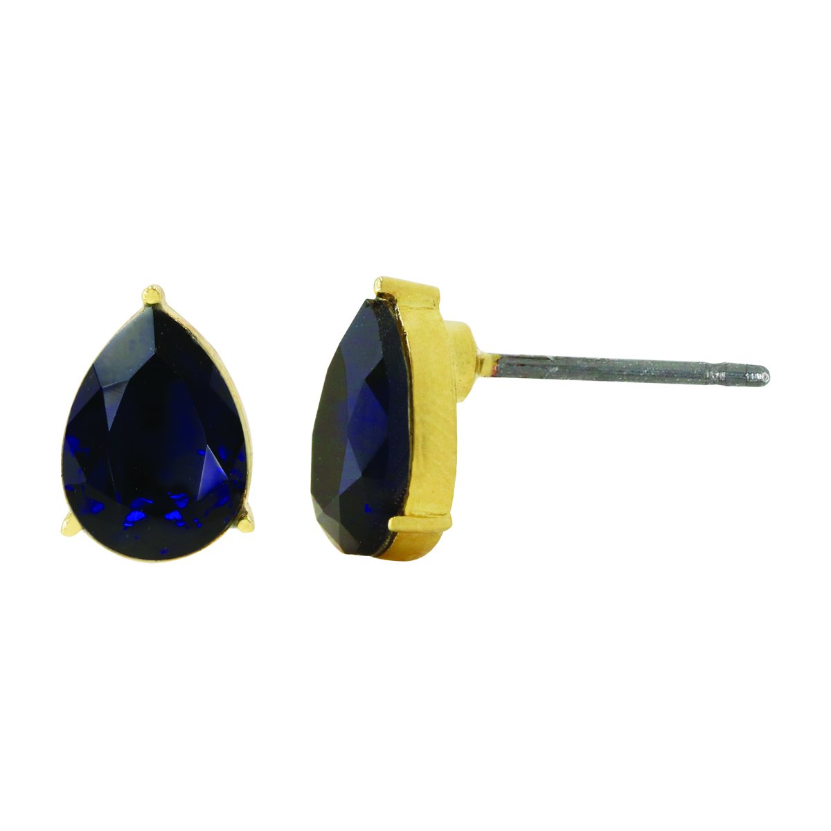 Aretes Acabado Dorado con Cristal Swarovski Azul Carr&eacute;