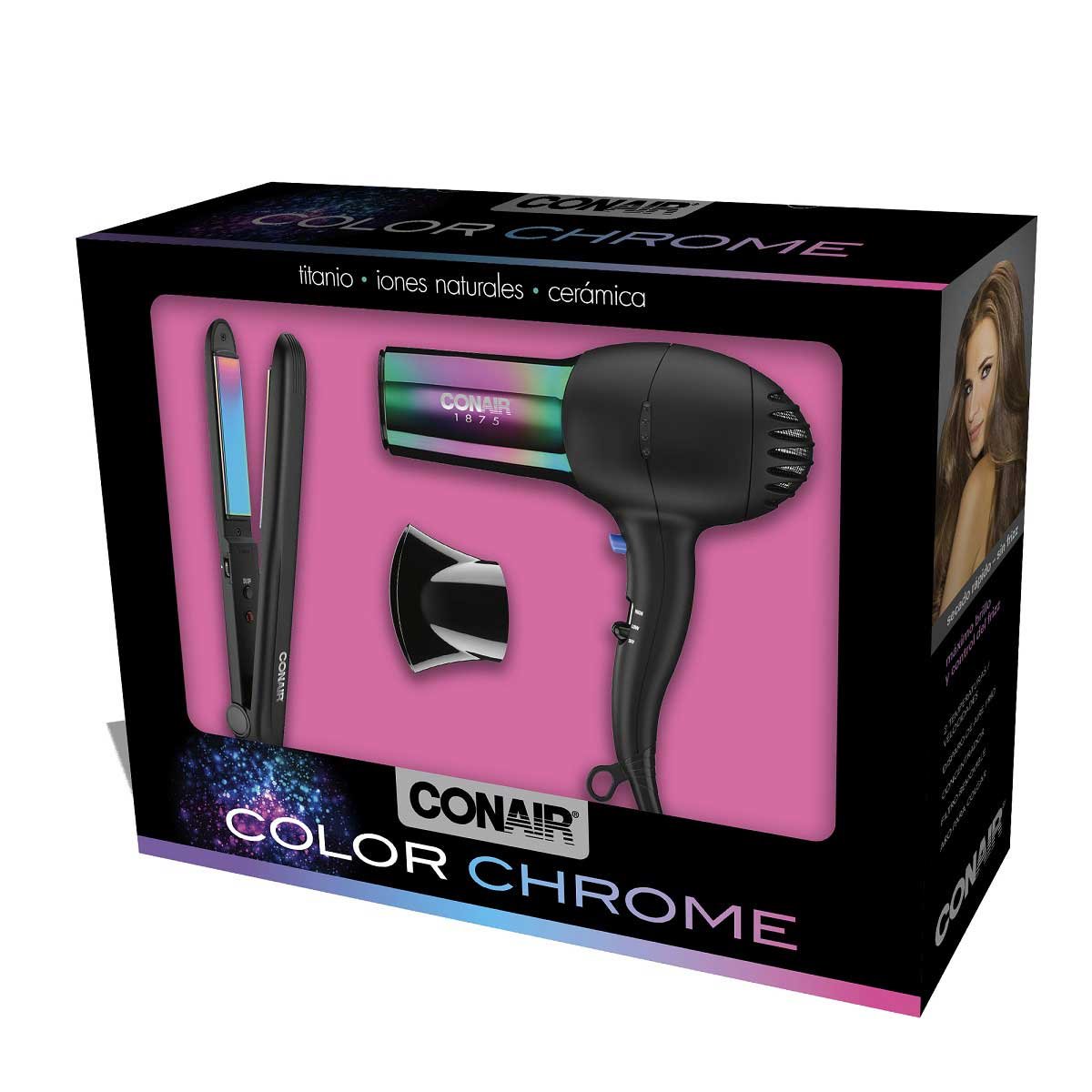 Combo de Secadora y Alaciadora Negras Rainbow Conair