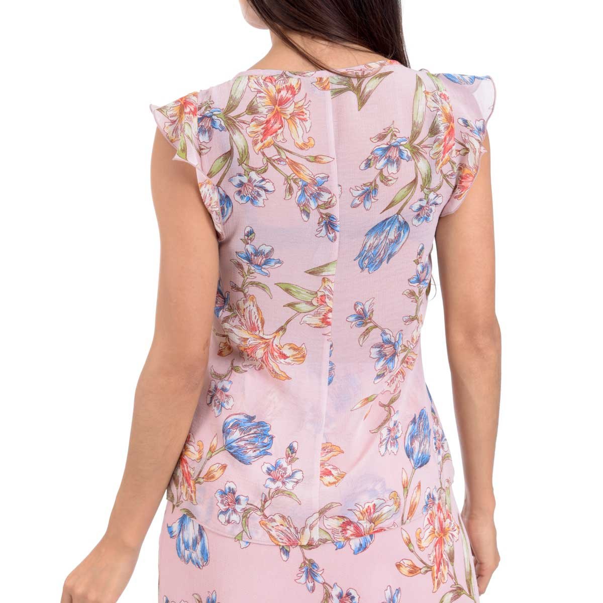 Blusa Estampada con Olan en Cuello Boggs