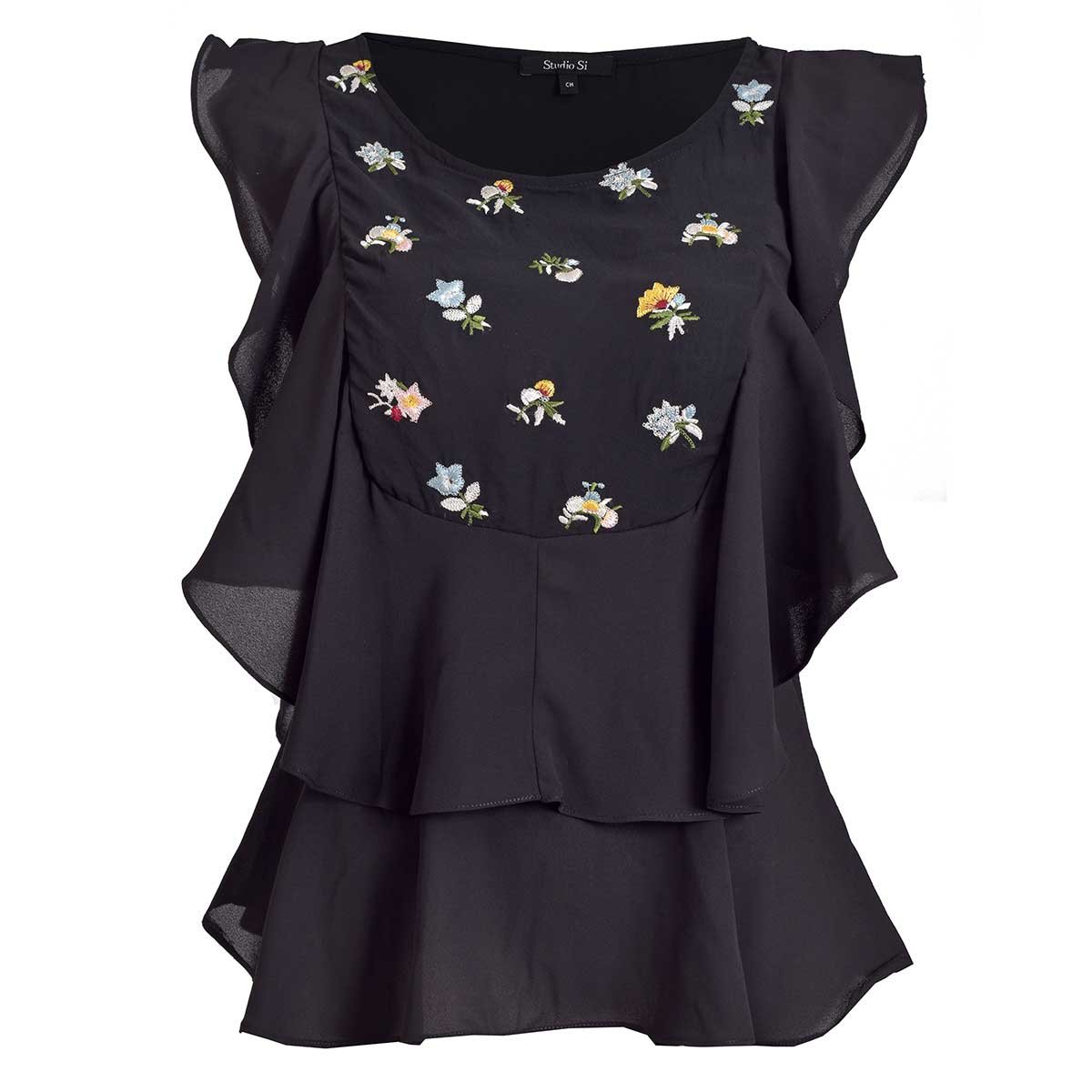 Blusa Cuello Redondo con Olan al Frente Studio si
