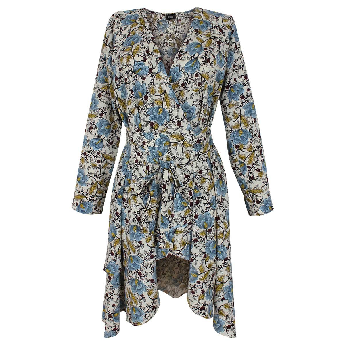 Tunica Asimetrica Manga Larga Escote V  Estampado Basel