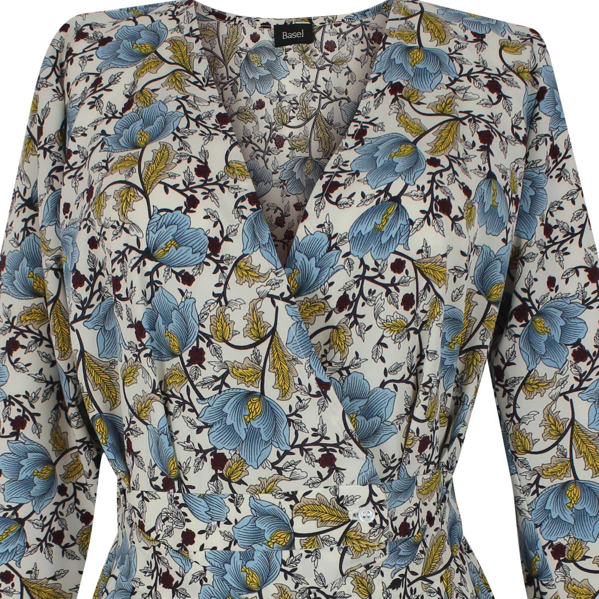 Tunica Asimetrica Manga Larga Escote V  Estampado Basel