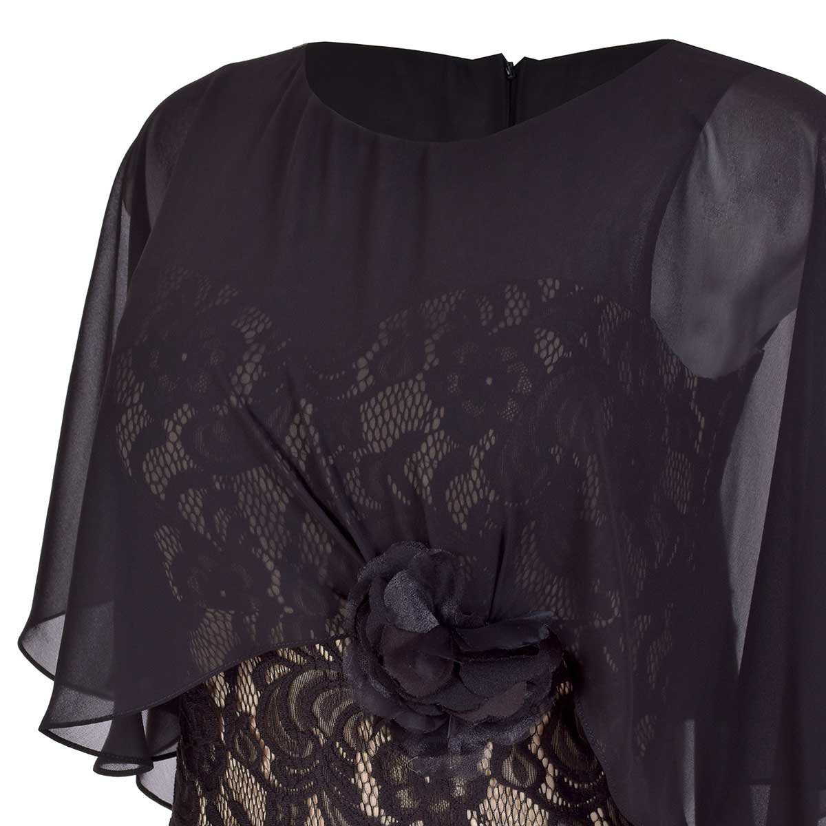 Vestido de Fiesta Largo de Encaje Dama con Capa