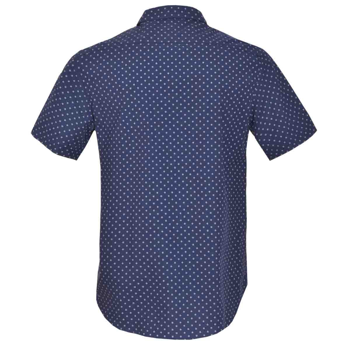 Camisa Manga Corta Casual Esmpada Azul Carlo Corinto