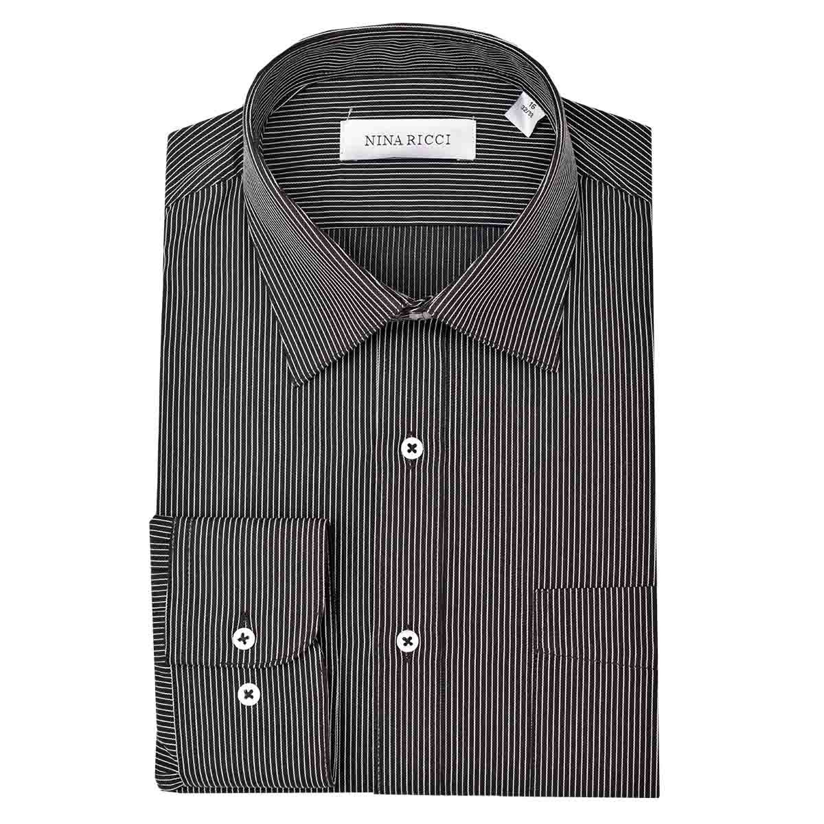 Camisa de Vestir Color Negro Combinado Nina Ricci