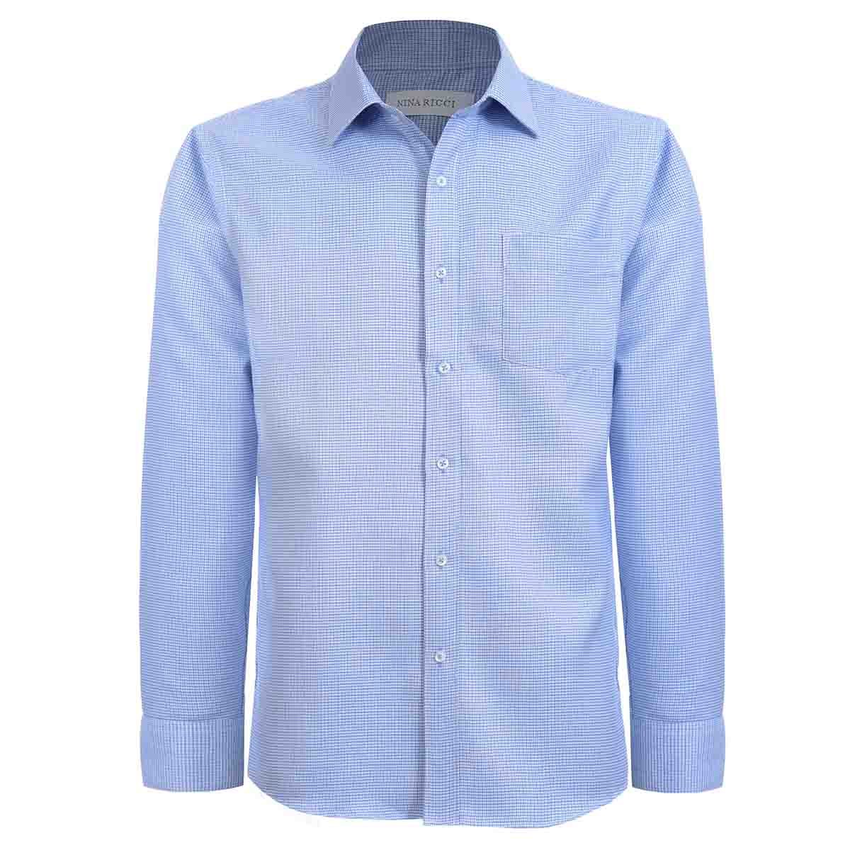 Camisa de Vestir Color Azul Combinado Nina Ricci para Caballero