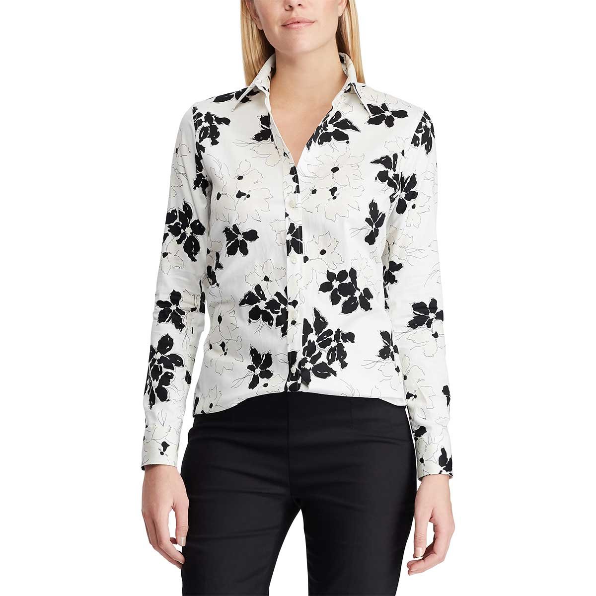 Blusa Negra con Escote Camisero Chaps