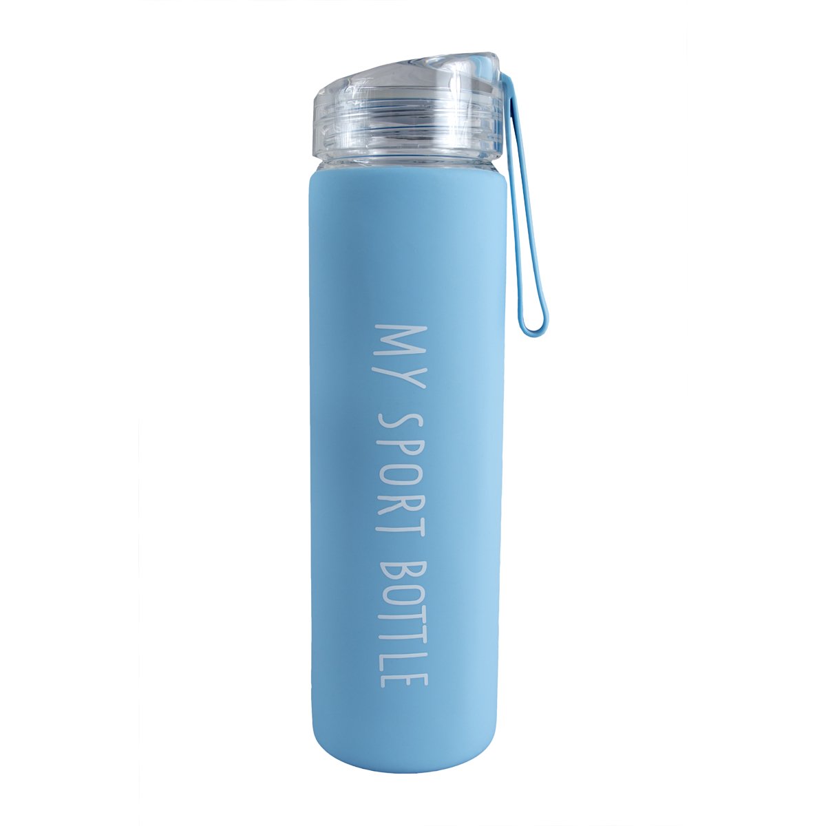 Home Nature Botella de Vidrio para Agua Forrada con Silicón Color Azul