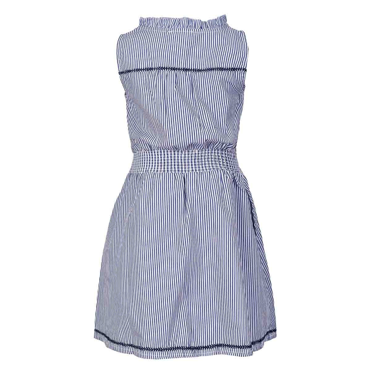 Vestido con Cintura Bordada Color Azul Combinado Jeanious