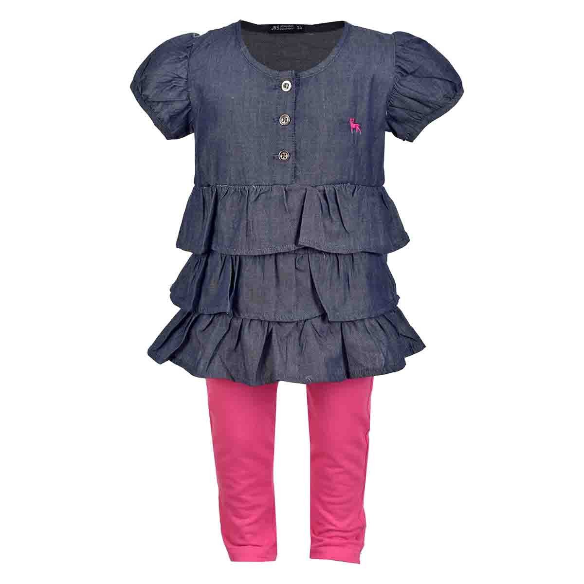 Conjunto Blusa Leggin Color Azul Combinado Jeanious