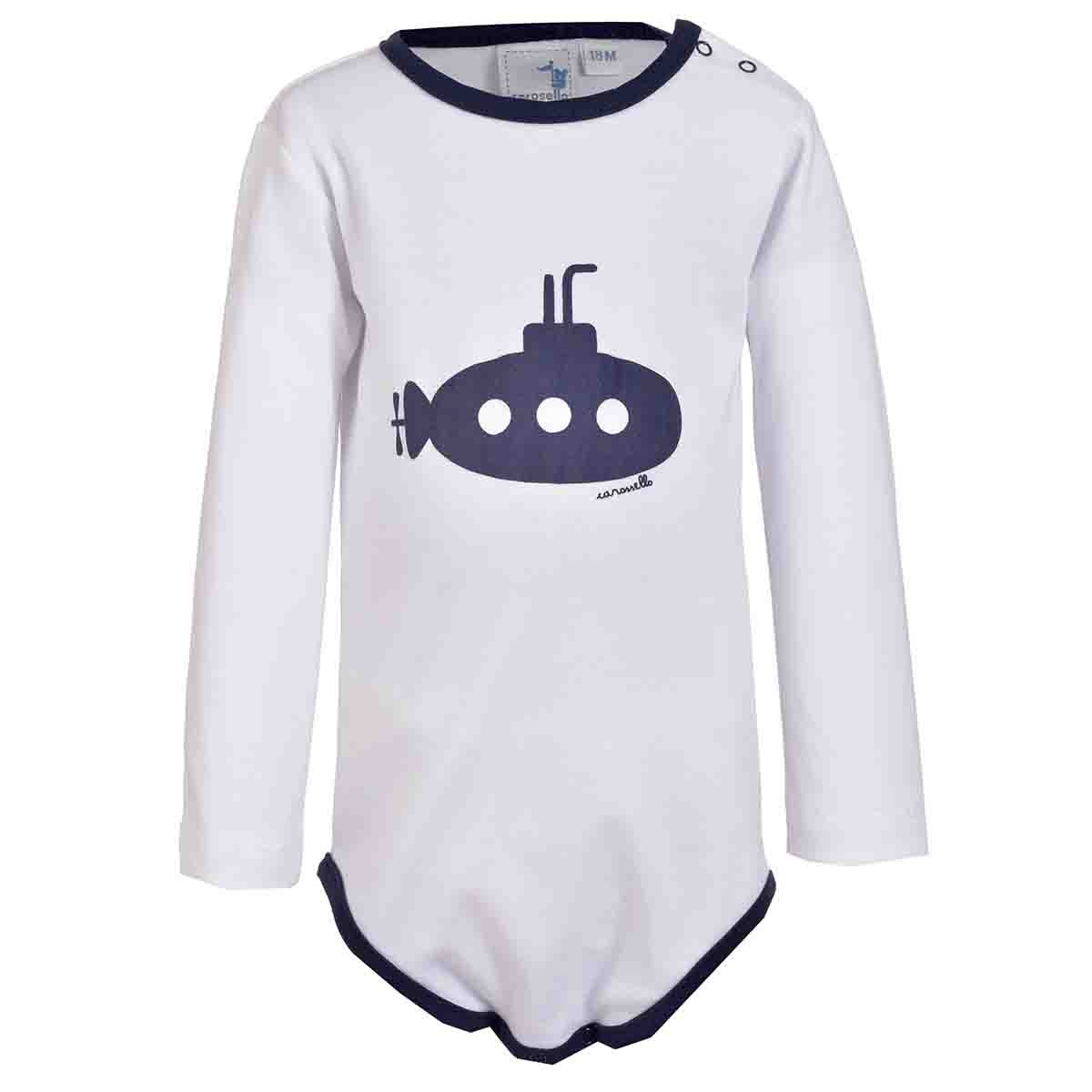 Body Manga Larga Estampado Color Blanco Combinado Carosello