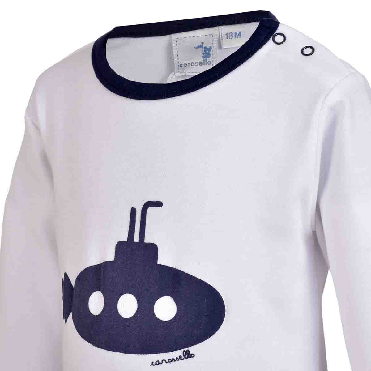Body Manga Larga Estampado Color Blanco Combinado Carosello