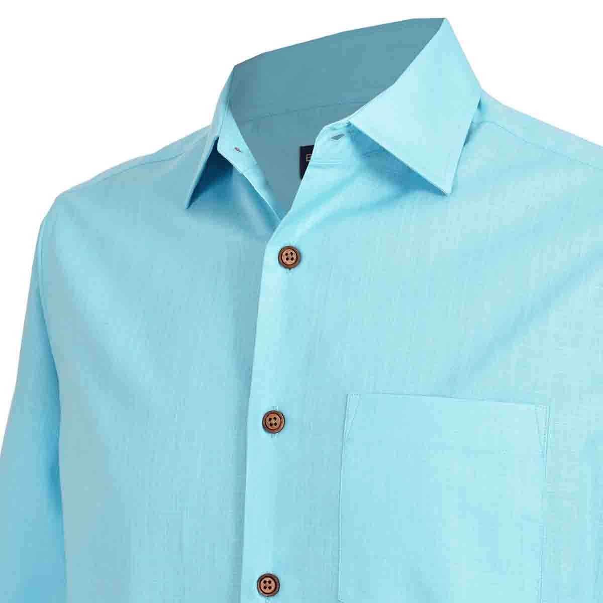 Camisa Manga Larga Color Azul Alx para Caballero