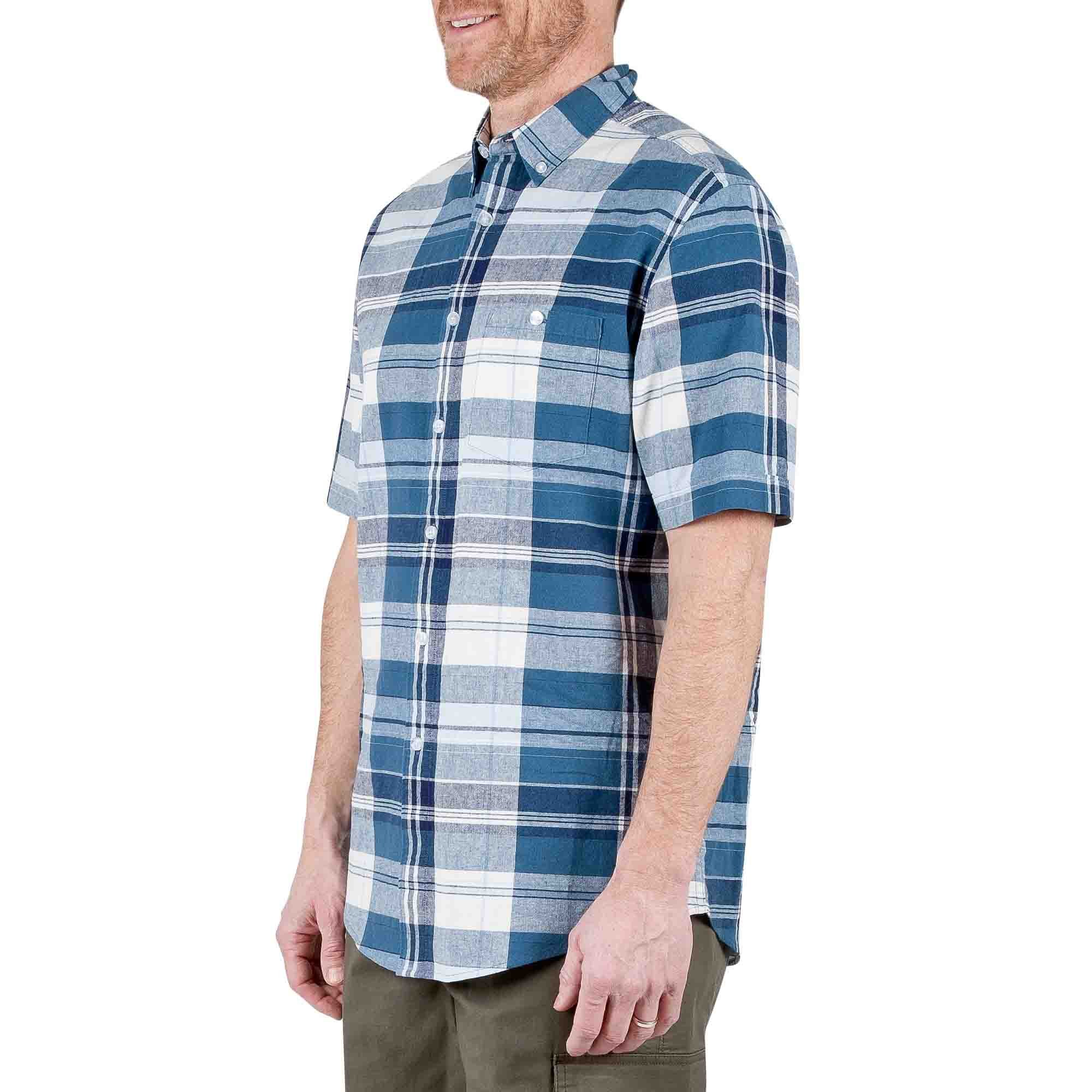 Camisa Manga Corta a Cuadros Color Azul Haggar para Caballero