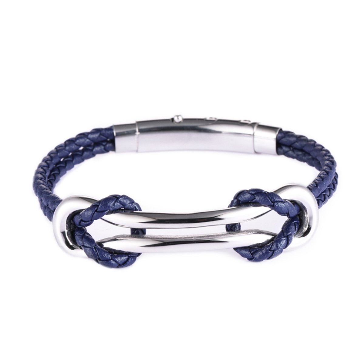 Pulsera Acero C Piel Trenzada Tono Kpenko