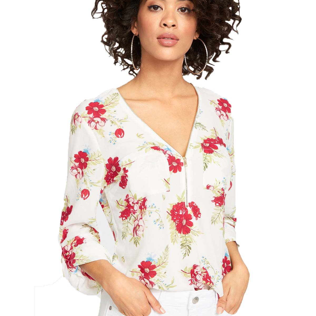 blusas floreadas manga larga