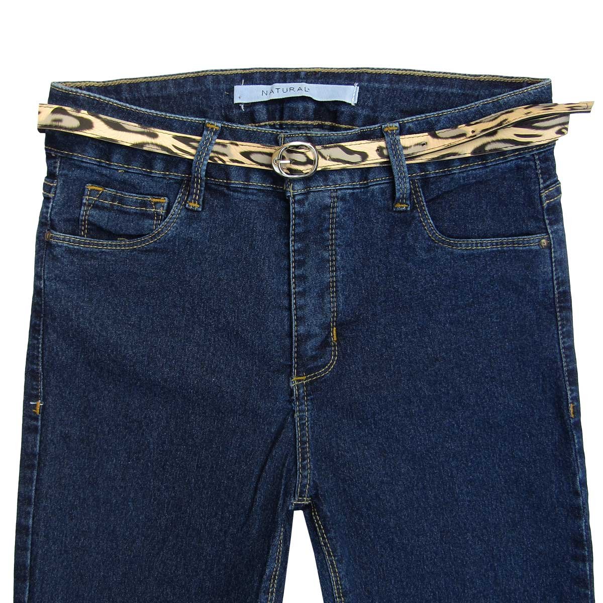 Jeans con Cintur&oacute;n Animal Print Natural