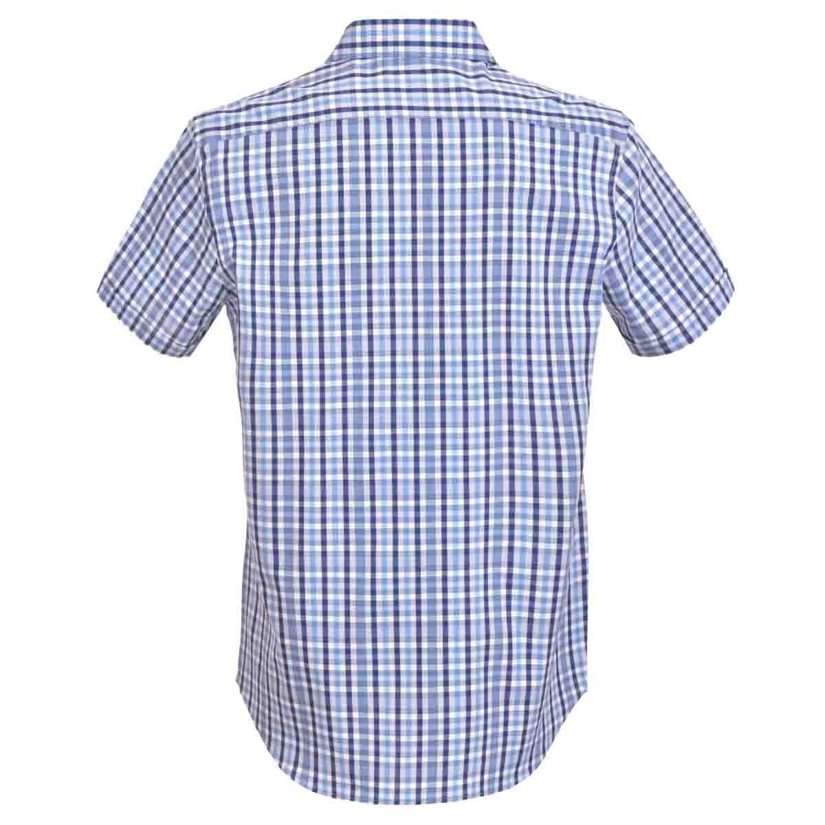 Camisa Manga Corta Casual a Cuadros Azul Carlo Corinto para Caballero