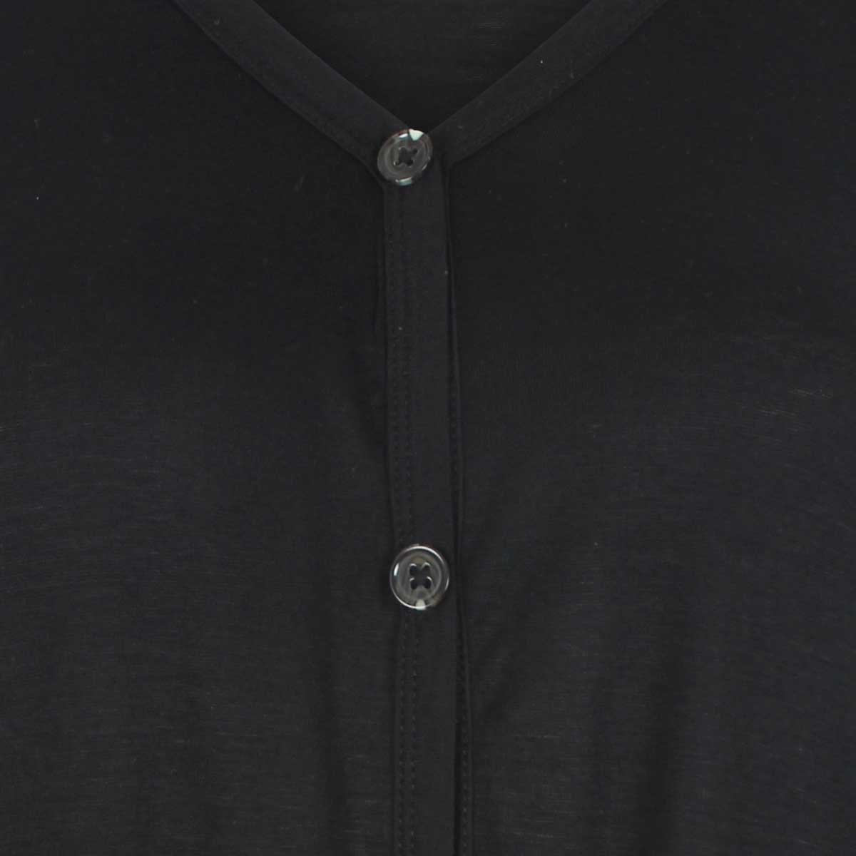 Blusa Negra Manga Corta Escote V con Amarre al Frente Elle