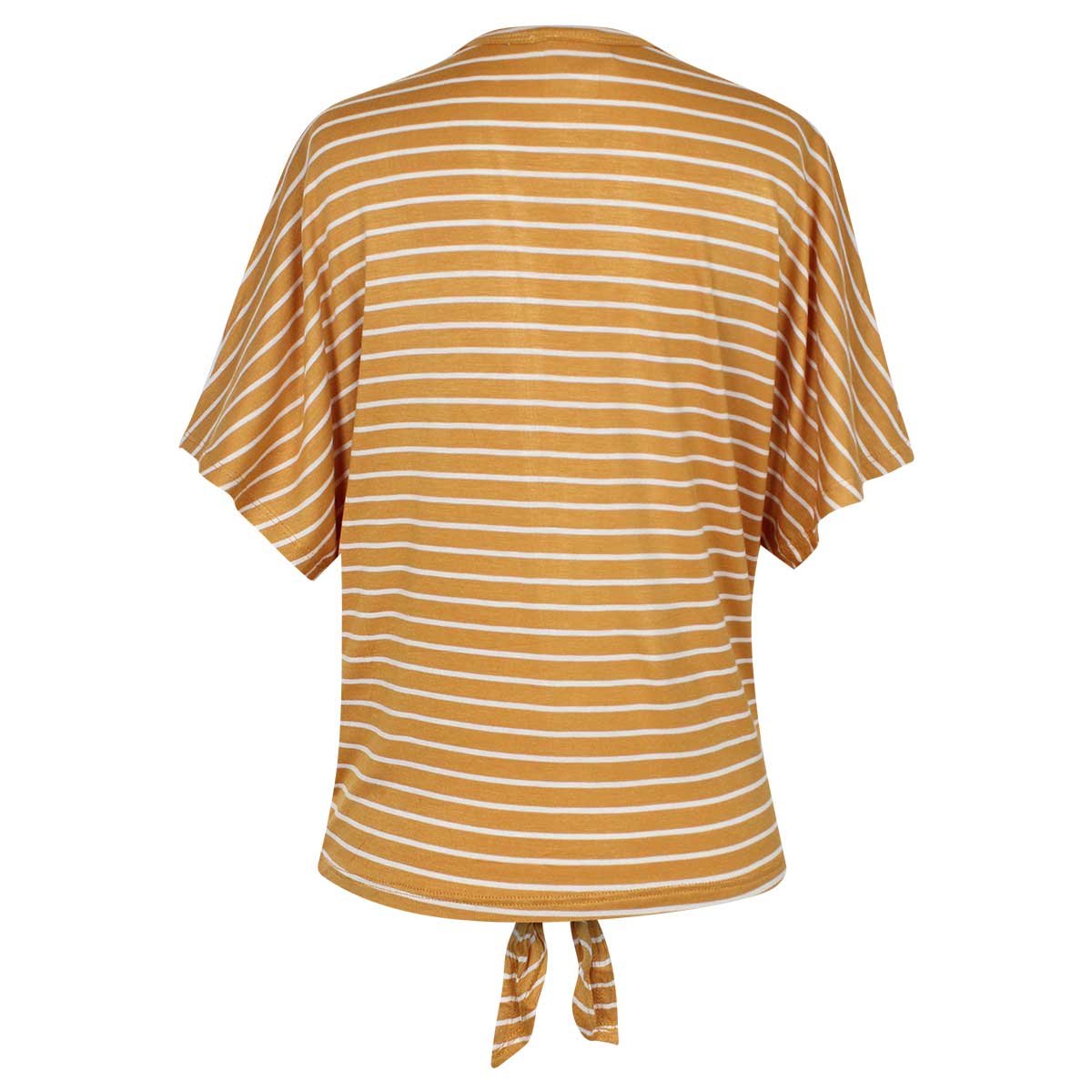 Blusa a Rayas Manga Corta Escote V con Amarre al Frente Elle