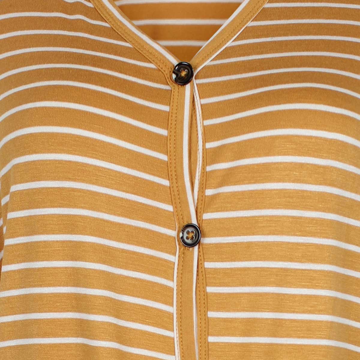 Blusa a Rayas Manga Corta Escote V con Amarre al Frente Elle