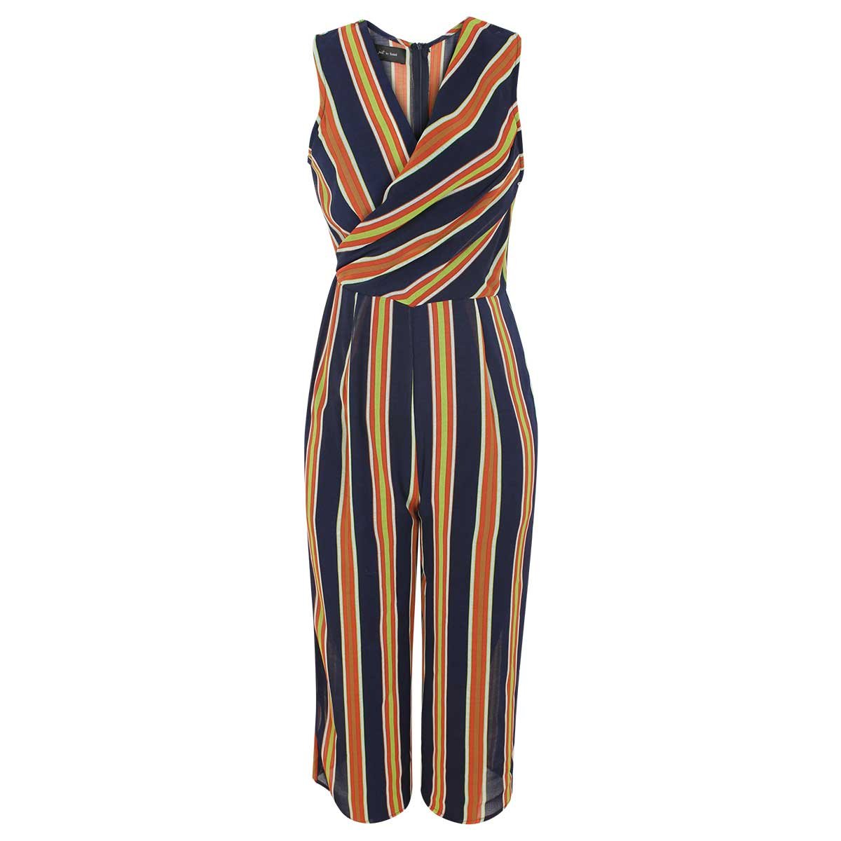 Jumpsuit a Rayas Sin Manga Escote Cruzado Just By Basel