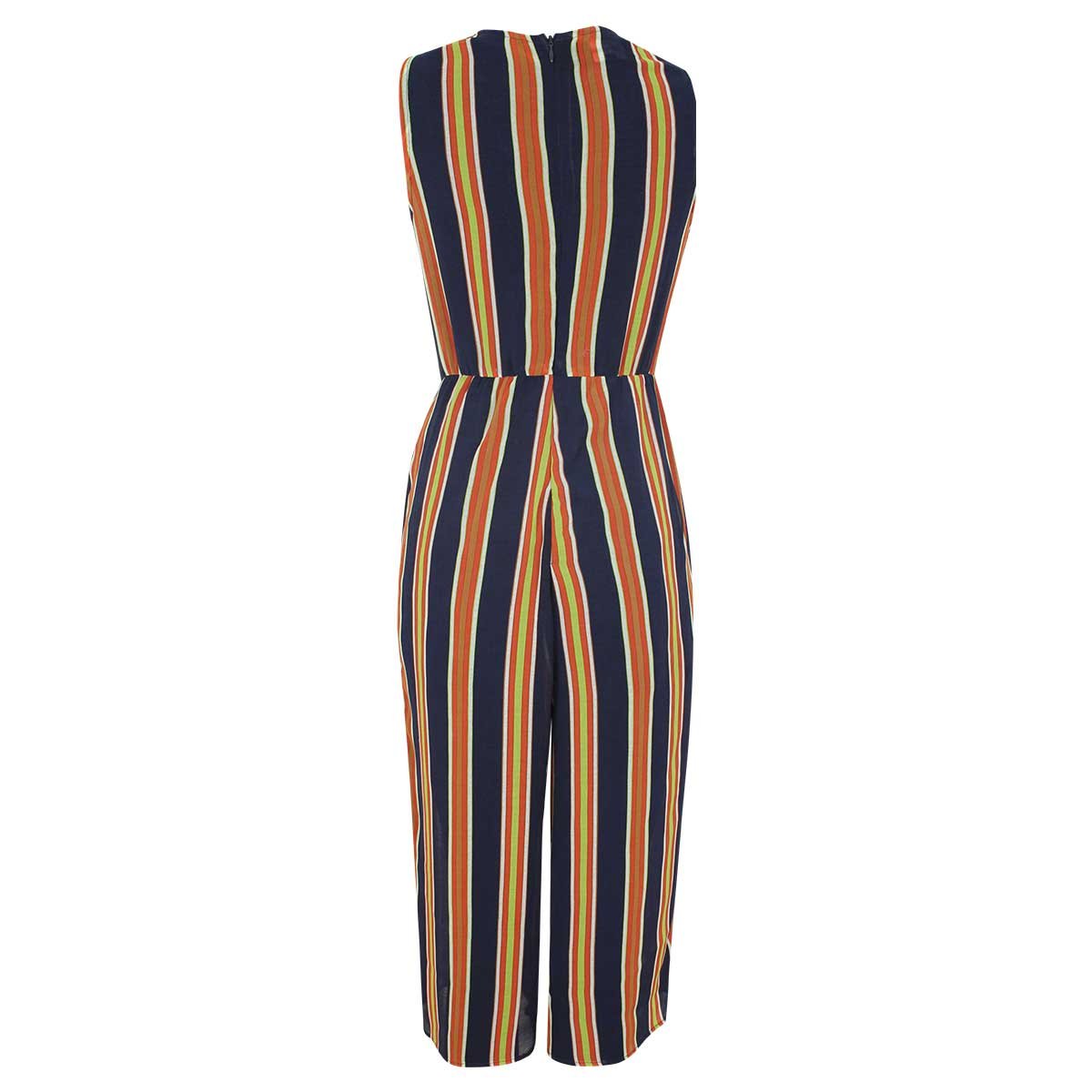 Jumpsuit a Rayas Sin Manga Escote Cruzado Just By Basel