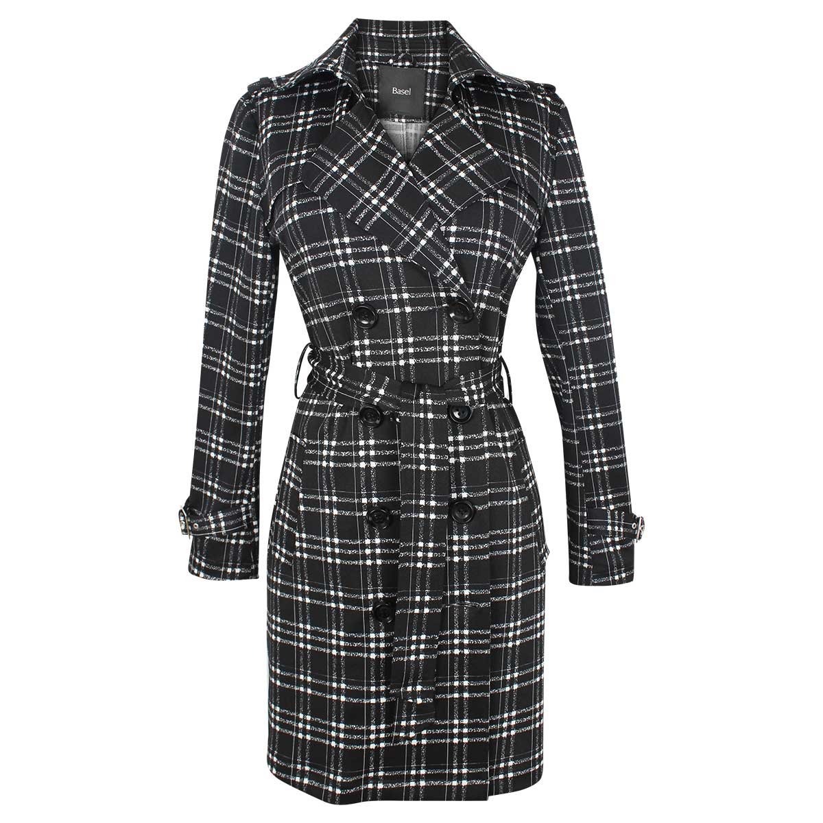 Gabardina a Cuadros con Solapa Y Cintilla Basel