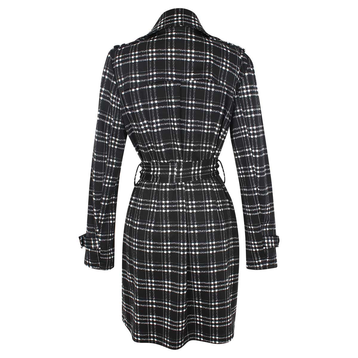 Gabardina a Cuadros con Solapa Y Cintilla Basel