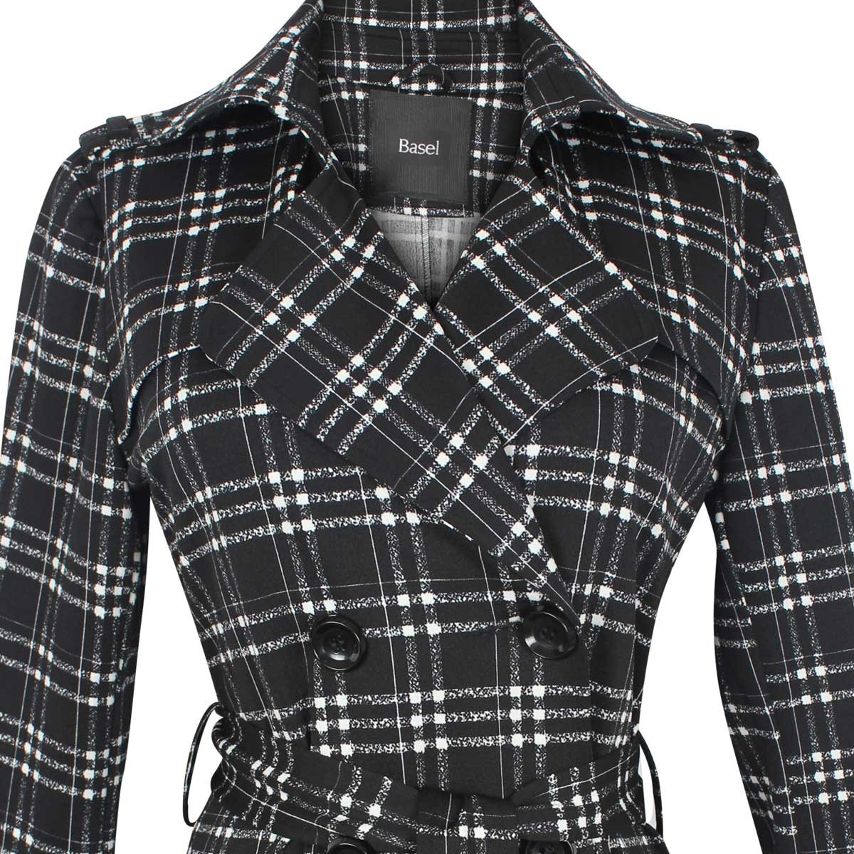 Gabardina a Cuadros con Solapa Y Cintilla Basel