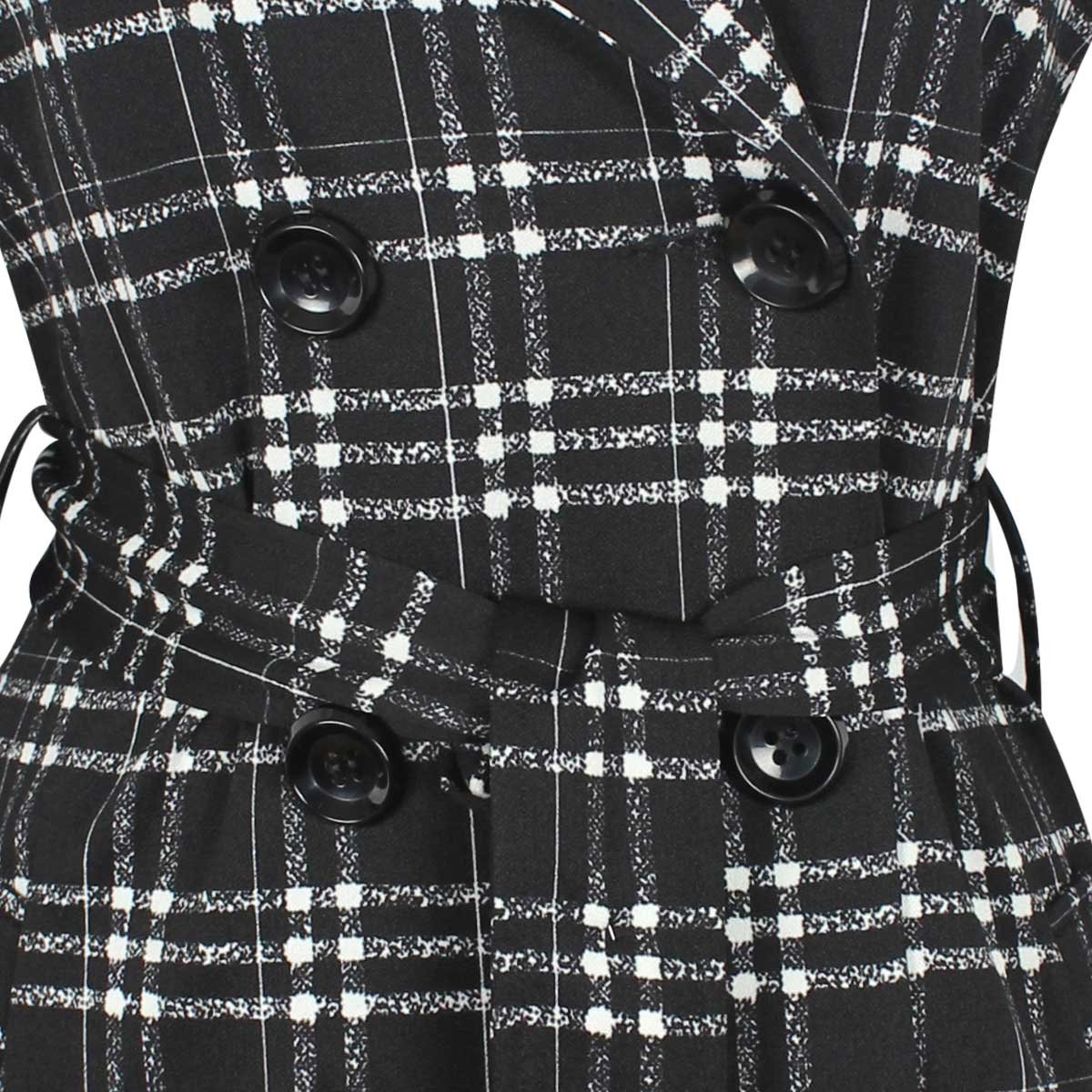 Gabardina a Cuadros con Solapa Y Cintilla Basel