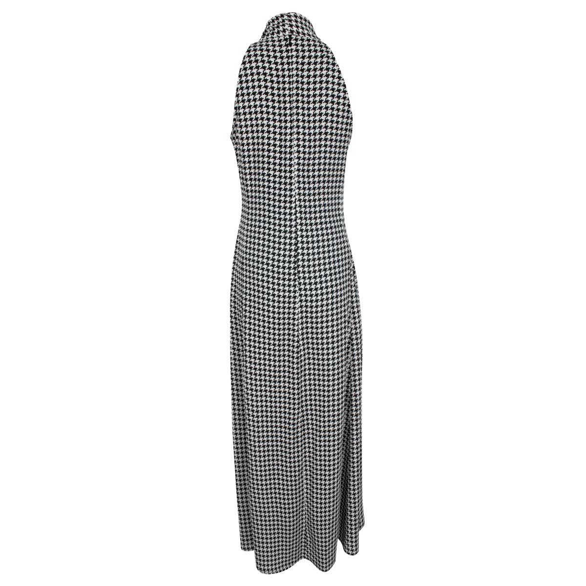 Vestido Sin Manga con Corbatín Estampado Pata de Gallo Basel
